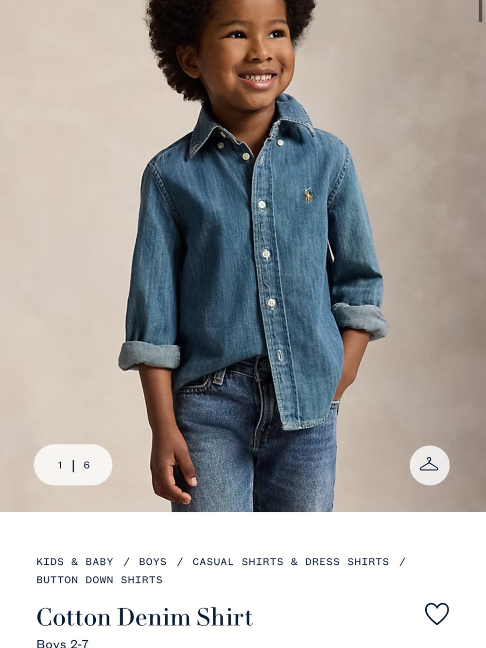 Polo by Ralph Lauren Boys' Denim Button-Down Shirt in Blue